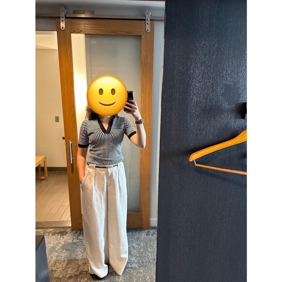 CLUB MONACO Women's Beige Linen Blend Relaxed Wide Leg Trouser Pants Size 4 - Picture 13 of 13